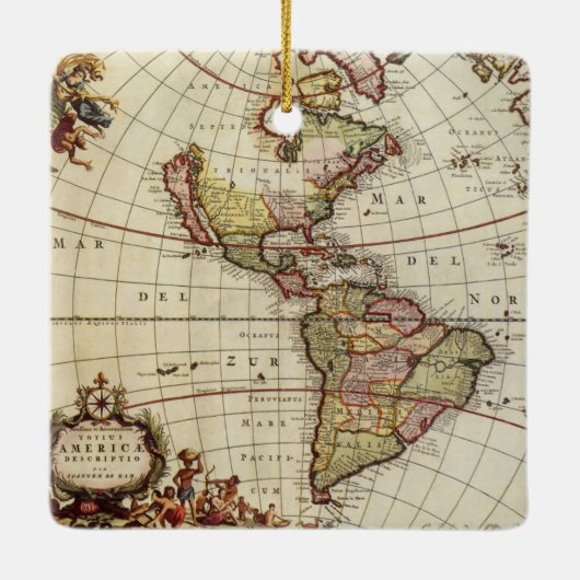 Antiek Amerikaanse kaart van Johannes De Ram Keramisch Ornament (Achterkant)