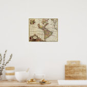 Antiek Amerikaanse kaart van Johannes De Ram Poster (Keuken)