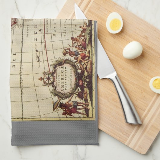 Antiek Amerikaanse kaart van Johannes De Ram Theedoek (Quarter Fold)