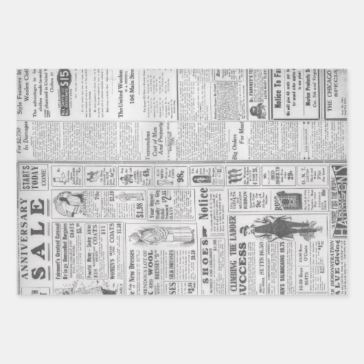 Antiek Amerikaanse krant Advertisement Inpakpapier Vel (Voorkant 3)