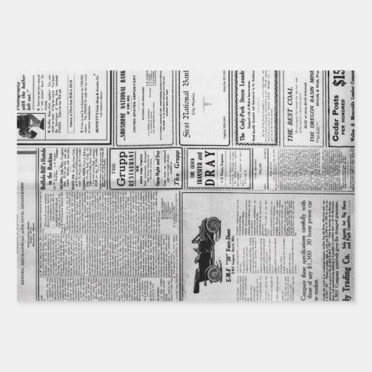 Antiek  Amerikaanse krant Advertisement Inpakpapier Vel (Voorkant 2)