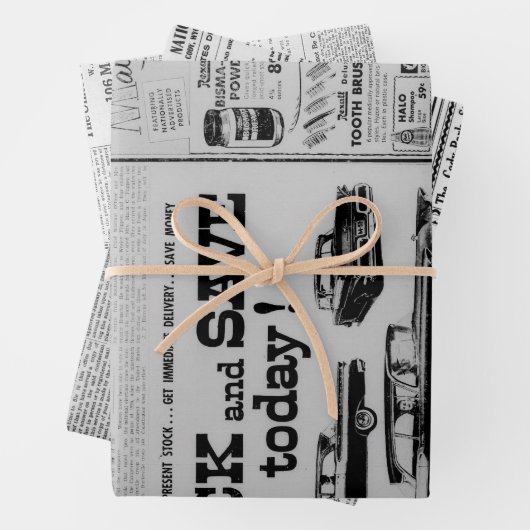 Antiek  Amerikaanse krant Advertisement Inpakpapier Vel (In situ)