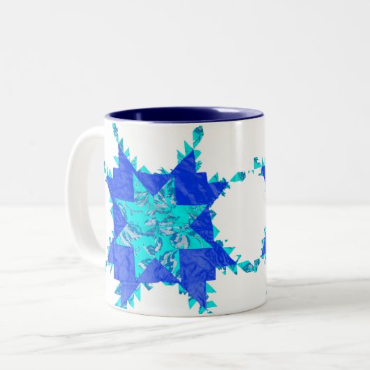 Antiek Amerikaanse quilts Tweekleurige Koffiemok (Voorkant links)