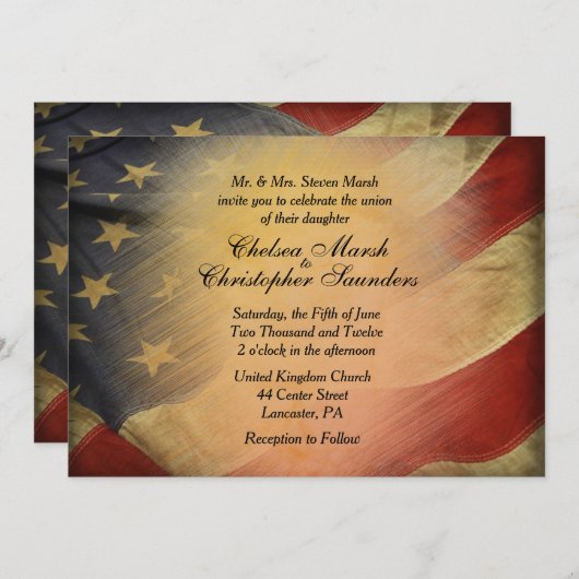 Antiek-Amerikaanse uitnodiging voor een huwelijk (Voorkant / Achterkant)