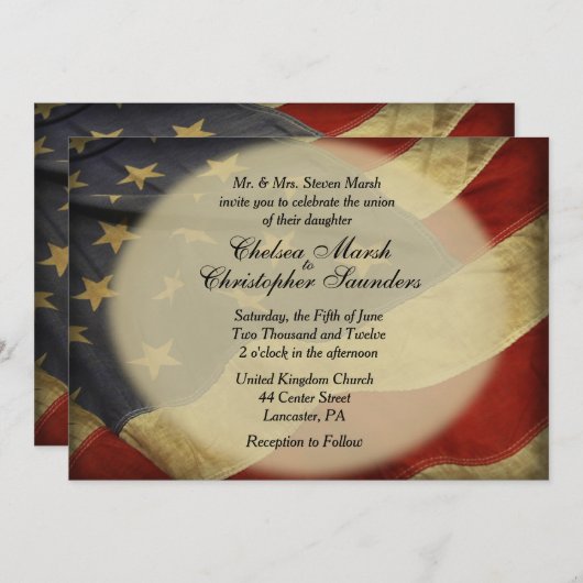 Antiek-Amerikaanse uitnodiging voor een huwelijk (Voorkant / Achterkant)