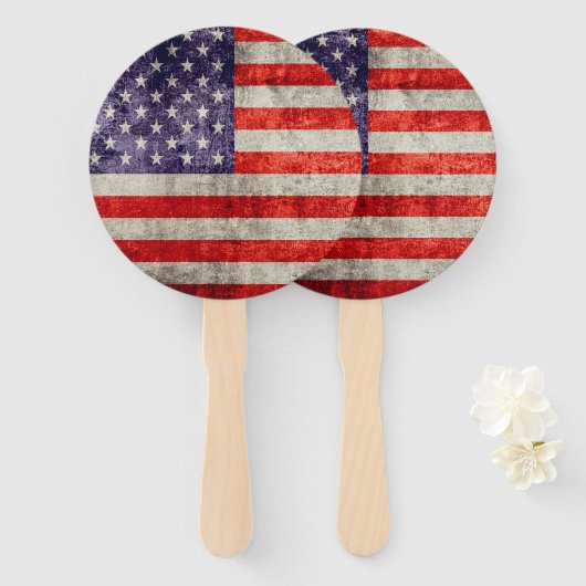 Antiek Amerikaanse vlag Handwaaier (Voorkant en achterkant)