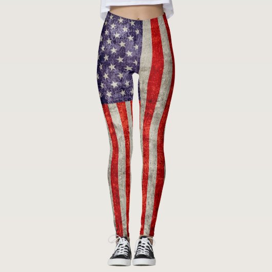 Antiek Amerikaanse vlag Leggings (Voorkant)