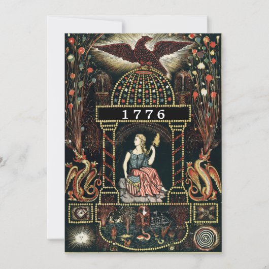 Antiek Amerikaanse vuurwerkindustrie 4 juli Kaart (Voorkant)