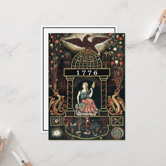 Antiek Amerikaanse vuurwerkindustrie 4 juli Kaart (Voorkant / Achterkant in situ)