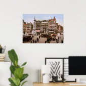 Antiek Amsterdam Dam 1900, Holland Poster (Thuiskantoor)