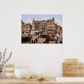 Antiek Amsterdam Dam 1900, Holland Poster (Keuken)