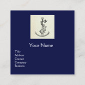 ANTIEK ANCHOR & FISH NAUTICAL Navy Blue Monogram Vierkante Visitekaartje (Voorkant)