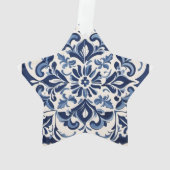 Antiek Andalusische Blauwe Mozaïek Ontwerp voor Th Ornament (achterkant)