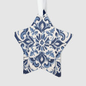 Antiek Andalusische Blauwe Mozaïek Ontwerp voor Th Ornament (voorkant)