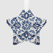 Antiek Andalusische Blauwe Mozaïek Ontwerp voor Th Ornament (voorkant)