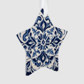 Antiek Andalusische Blauwe Mozaïek Ontwerp voor Th Ornament (voorkant)