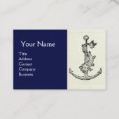 ANTIEK ANKER MET VIS NAUTISCH Wit Navy Blue Visitekaartje (Voorkant)