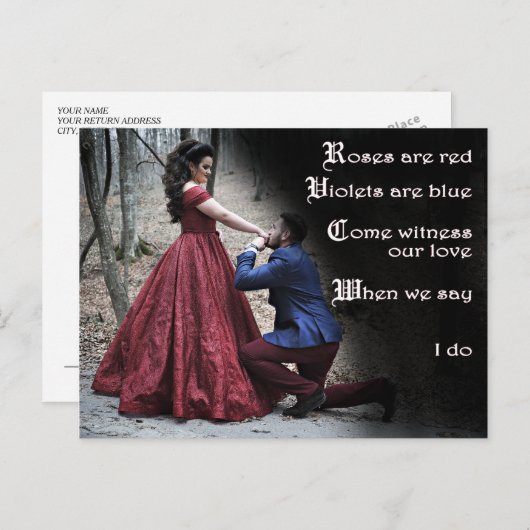 Antiek antieke gedicht Bewaar de datum briefkaart (Voorkant / Achterkant)