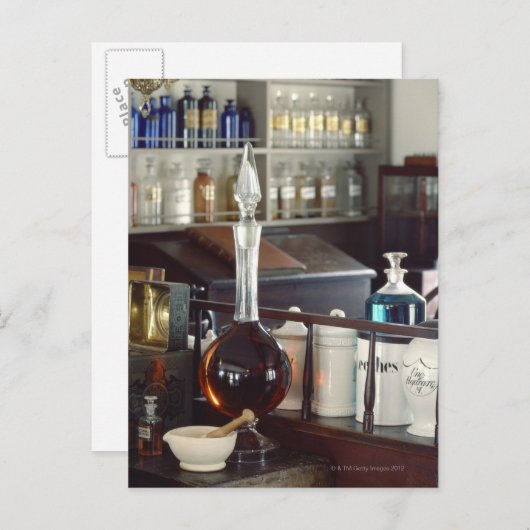 Antiek apotheekflesjes briefkaart (Voorkant / Achterkant)