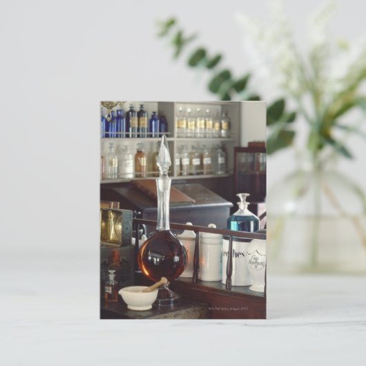 Antiek apotheekflesjes briefkaart (Staand voorkant)