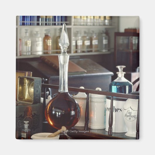 Antiek apotheekflesjes magneet (Voorkant)