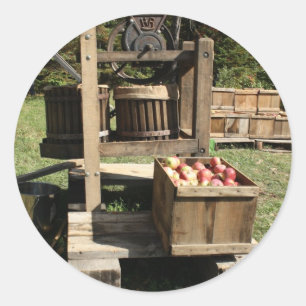 Antiek Apple Cider Press Ronde Sticker
