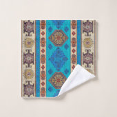 Antiek  Aqua Blue Bleek Gold Kilim Turks Bad Handdoek (Wasdoekje)