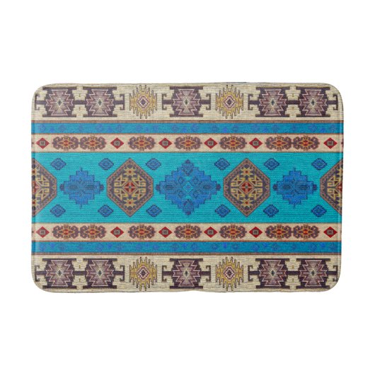 Antiek  Aqua Blue Bleek Gold Kilim Turks Badmat (Voorkant)