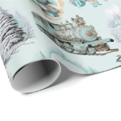 Antiek Aqua Blue Victoriaans Kerstcadeau Wrap Cadeaupapier (Rol Hoek)