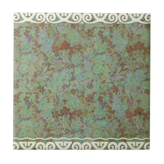 Antiek, , aqua, floreel, kant, patroon, Victoriaan Tegeltje (Voorkant)