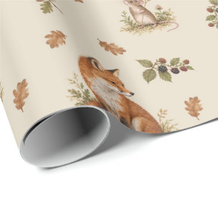 Antiek aquarel bosdierenpatroon cadeaupapier