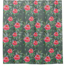 Antiek aquarel roze pioenrozen patroon douchegordi