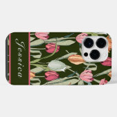 Antiek aquarel tulpen bloempatroon  iPhone hoesje (Achterkant horizontaal)