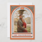 Antiek Arch Holly Deco Oranje Holiday Fotokaart Feestdagenkaart (Voorkant)