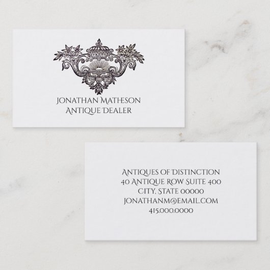 Antiek Architectural Ornament Antiek Dealer Visitekaartje (Voorkant / Achterkant)