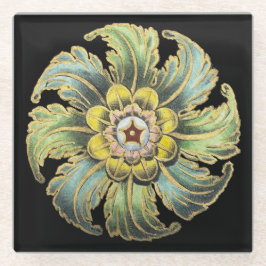 Antiek architecturale rozet nr. 1 glazen onderzetter