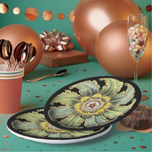 Antiek architecturale rozet nr. 1 papieren bordje (Multi)