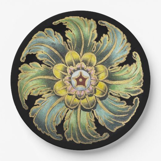 Antiek architecturale rozet nr. 1 papieren bordje (Voorkant)