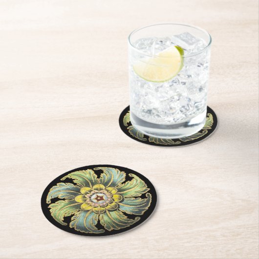 Antiek architecturale rozet nr. 1 ronde kartonnen onderzetter (Insitu)