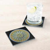 Antiek architecturale rozet nr. 2 glazen onderzetter (Schuin)