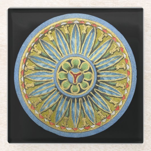 Antiek architecturale rozet nr. 2 glazen onderzetter (Voorkant)