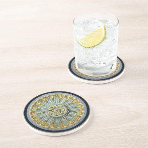 Antiek architecturale rozet nr. 2 zandsteen onderzetter