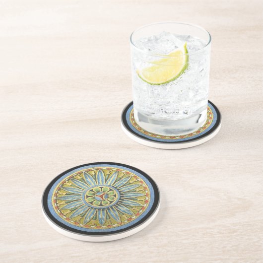 Antiek architecturale rozet nr. 2 zandsteen onderzetter (Zijkant)