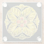 Antiek architecturale rozet nr. 3 glazen onderzetter (Achterkant)