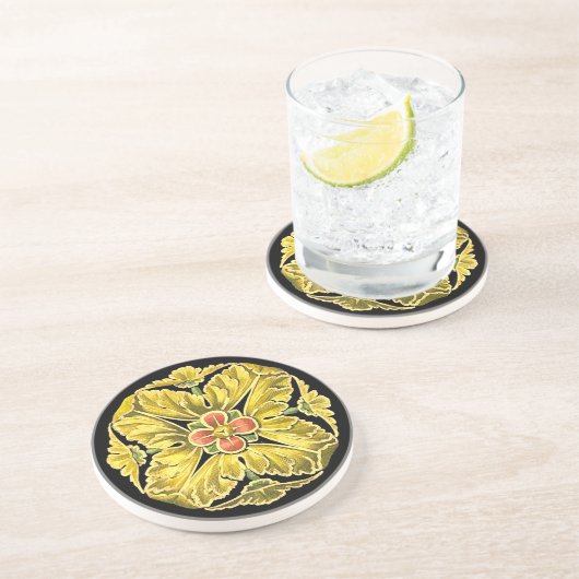 Antiek architecturale rozet nr. 3 zandsteen onderzetter (Zijkant)