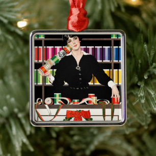 Antiek Art Deco Cadeaubonafdeling  Metalen Ornament