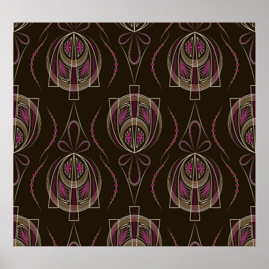 Antiek Art Deco geometrisch Ornament Poster (Voorkant)