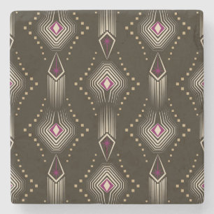 Antiek Art Deco geometrisch Ornament Stenen Onderzetter