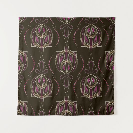Antiek Art Deco geometrisch Ornament Wandkleed (Voorkant)