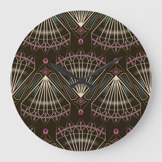 Antiek art deco, geometrisch patroon grote klok (Voorkant)